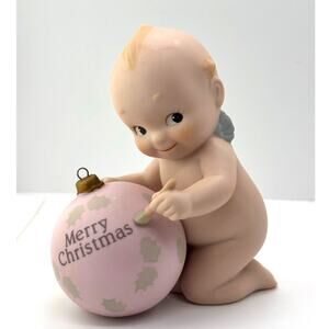 Cute Vintage 1993 Jesco Rose O'Neill Porcelain Kewpie Doll Christmas w/Ornament